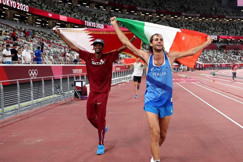 Barshim and Tamberi celebrating